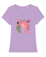 Pink Flamingo Tricou mânecă scurtă guler larg fitted Damă Expresser
