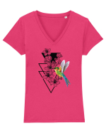 Colibri Floral Tricou mânecă scurtă guler V Damă Evoker