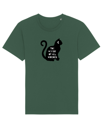Black Witch  Cat Bottle Green