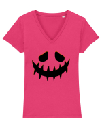 Dovleac Halloween  Tricou mânecă scurtă guler V Damă Evoker