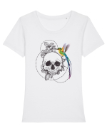 Craniu cu Colibri Tricou mânecă scurtă guler larg fitted Damă Expresser