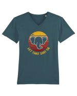 Retro Yoga Elephant Tricou mânecă scurtă guler V Bărbat Presenter