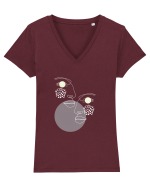 Long Faces Tricou mânecă scurtă guler V Damă Evoker