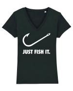 Just Fish It. Tricou mânecă scurtă guler V Damă Evoker