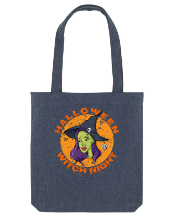 Halloween Witch Night Green Face Witch Midnight Blue