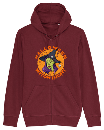Halloween Witch Night Green Face Witch Burgundy