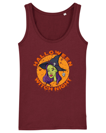 Halloween Witch Night Green Face Witch Burgundy