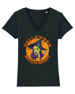 Halloween Witch Night Green Face Witch Tricou mânecă scurtă guler V Damă Evoker