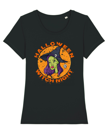Halloween Witch Night Green Face Witch Black