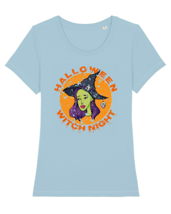 Halloween Witch Night Green Face Witch Sky Blue