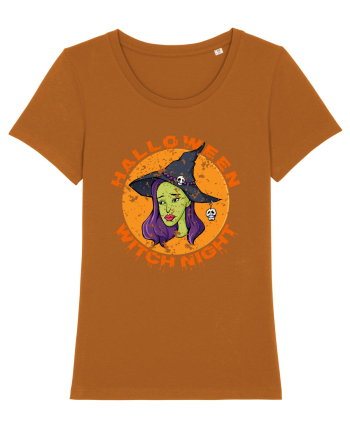 Halloween Witch Night Green Face Witch Roasted Orange