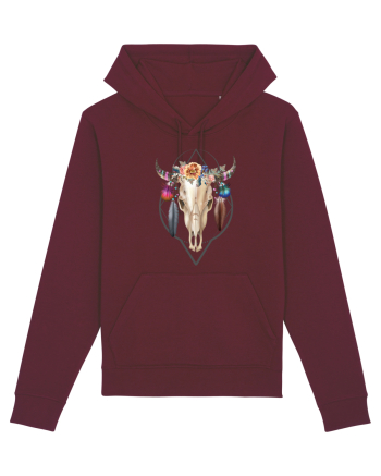 Craniu cu Pene Colorat Burgundy