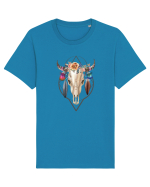 Craniu cu Pene Colorat Tricou mânecă scurtă Unisex Rocker