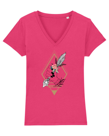 Pene Floral în Geometric Raspberry