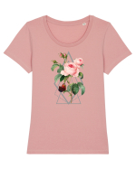 Trandafir Geometric Tricou mânecă scurtă guler larg fitted Damă Expresser