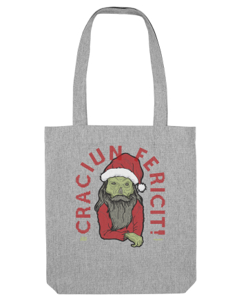Craciun Fericit Ugly Green Santa Skull Heather Grey