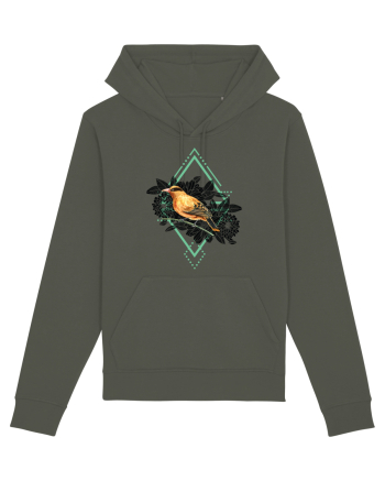 Pasare Portocaliu Floral Khaki