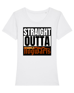 Straight Outta Hogwarts  Tricou mânecă scurtă guler larg fitted Damă Expresser