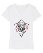 Tigru cu Pene Tricou mânecă scurtă guler V Damă Evoker