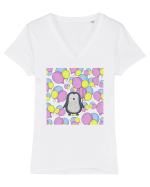 Pinguin Cu Baloane Tricou mânecă scurtă guler V Damă Evoker