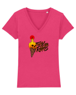 frules Tricou mânecă scurtă guler V Damă Evoker
