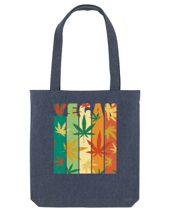 Vegan Vintage Weed Leaves Midnight Blue