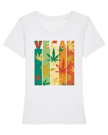Vegan Vintage Weed Leaves White
