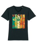 Vegan Vintage Weed Leaves Tricou mânecă scurtă guler V Bărbat Presenter