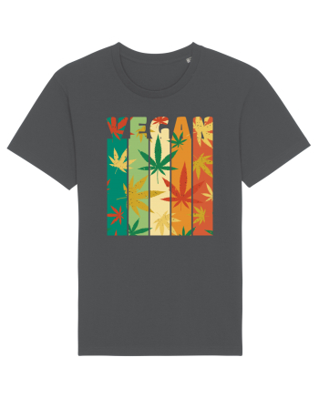 Vegan Vintage Weed Leaves Anthracite