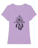 Ochi Abstract cu Săgeată și Pene Tricou mânecă scurtă guler larg fitted Damă Expresser