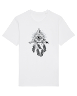 Ochi Abstract cu Săgeată și Pene Tricou mânecă scurtă Unisex Rocker