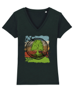 Vintage Life Tree Tricou mânecă scurtă guler V Damă Evoker