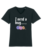 I Need a Hug(e amount of yarn.) alb Tricou mânecă scurtă guler V Bărbat Presenter