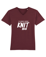 The Legendary Superhero Knit Man (versiunea 2) alb Tricou mânecă scurtă guler V Bărbat Presenter