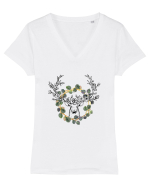 Dreamcatcher Verde cu Cerb Tricou mânecă scurtă guler V Damă Evoker