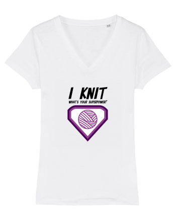 I Knit (what's your superpower) mov White