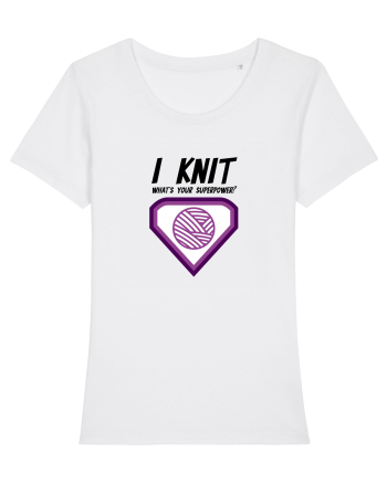I Knit (what's your superpower) mov White