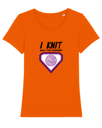 I Knit (what's your superpower) mov Bright Orange