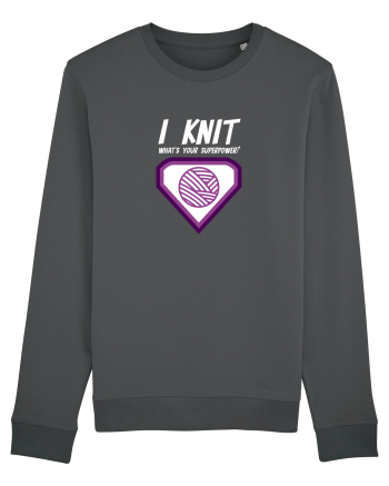I Knit (what's your superpower) mov si alb Anthracite