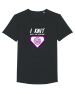 I Knit (what's your superpower) mov si alb Tricou mânecă scurtă guler larg Bărbat Skater