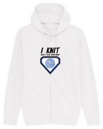 I Knit (what's your superpower) albastru Hanorac cu fermoar Unisex Connector