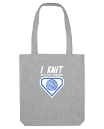 I Knit (what's your superpower) albastru si alb Sacoșă textilă
