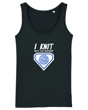 I Knit (what's your superpower) albastru si alb Black