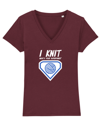 I Knit (what's your superpower) albastru si alb Burgundy