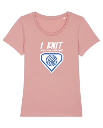 I Knit (what's your superpower) albastru si alb Canyon Pink