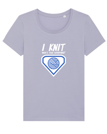 I Knit (what's your superpower) albastru si alb Lavender