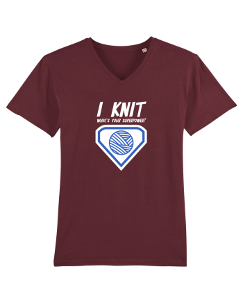 I Knit (what's your superpower) albastru si alb Burgundy