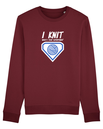 I Knit (what's your superpower) albastru si alb Burgundy