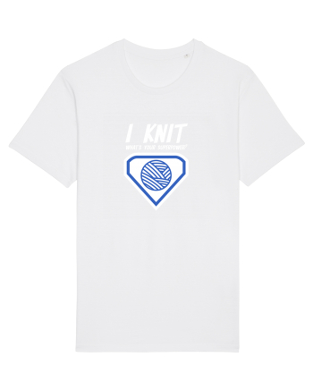 I Knit (what's your superpower) albastru si alb White