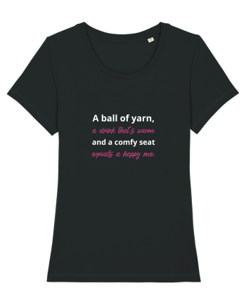 Yarn, Drink, Seat, Happy (roz) Black